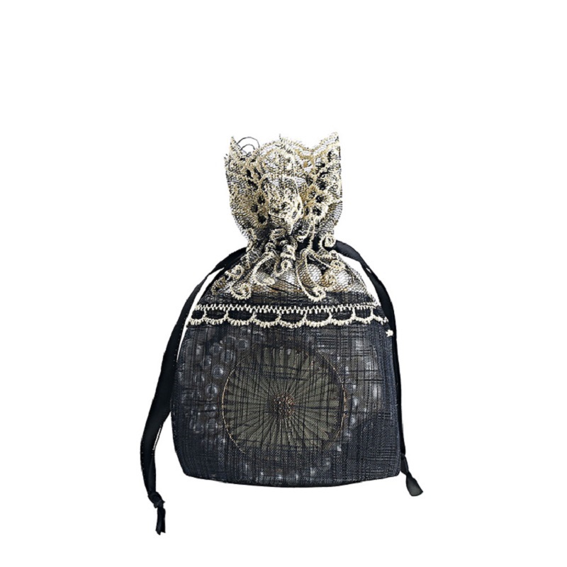 SGS58 μαύρη θήκη organza για κοσμήματα Καλλυντικά διαφημιστική τσάντα συσκευασίας δώρου Drawstring Bag τσάντα Organza