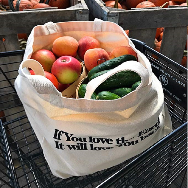 SG64 Heavy Duty Organic Venical Fruit Shopping Bag Cotton Canvas Tote Bags με προσαρμοσμένο τυπωμένο λογότυπο