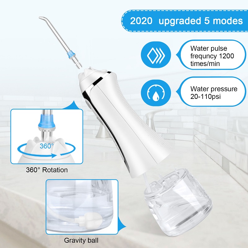 H2Floss Water Professional Flosser Professional Επαγγελματικό αλυσοπρίονο οδοντικό πότισμα - Φορητό και επαναφορτιζόμενο IPX7 αδιάβροχο πλύσιμο με δόντ...