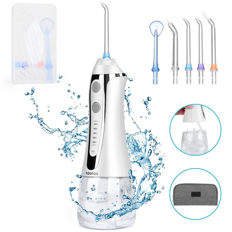 H2Floss Water Professional Flosser Professional Επαγγελματικό αλυσοπρίονο οδοντικό πότισμα - Φορητό και επαναφορτιζόμενο IPX7 αδιάβροχο πλύσιμο με δόντ...