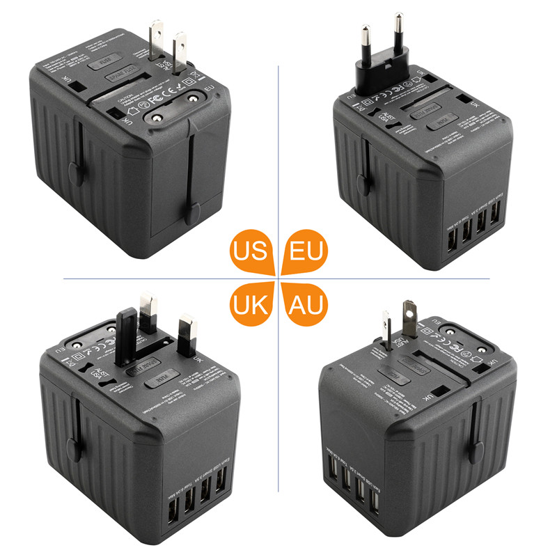 RRRTRAVEL Universal Travel ADAPTER, International Power ADAPTER, Worldwide Plug ADAPTOR με 4 USB Ports, High Speed 4.5A Wall Charger, All in One AC Socket for USA AUS AUS Europe Asia Cell Phone Laptop
