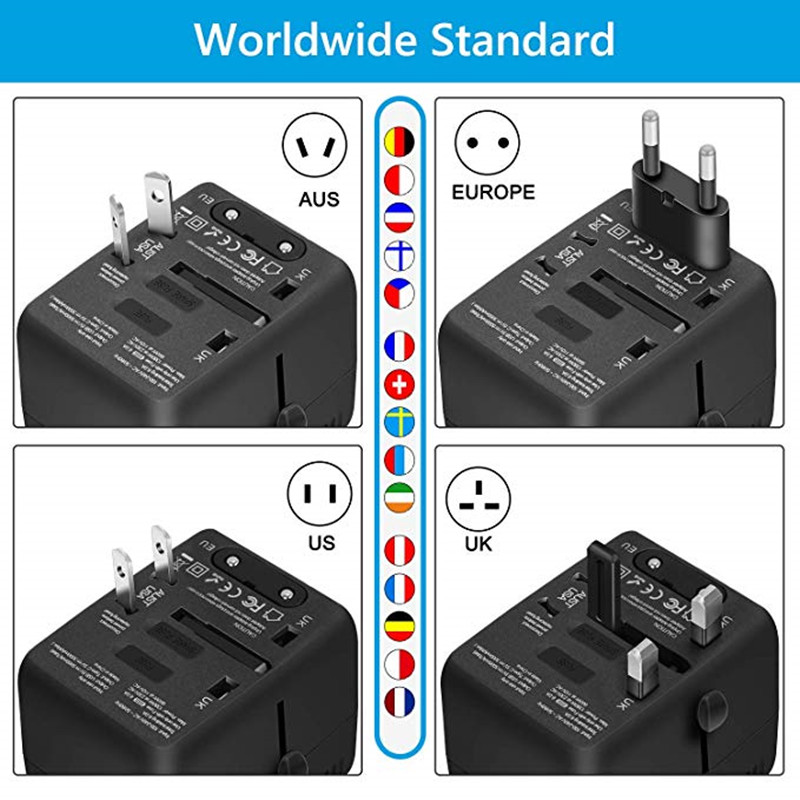 RRRTRAVEL Universal Travel ADAPTER, International Power ADAPTER, Worldwide Plug ADAPTOR με 4 USB Ports, High Speed 5A Wall Charger, All in One AC Socket for ΗΠΑ AUS Europe Asia Cell Phone Laptop