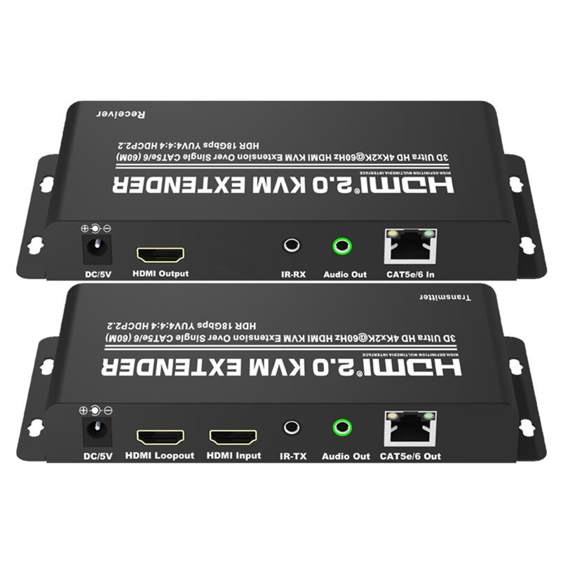 HDMI 2.0 KVM Extender 60m πάνω από ενιαίο καλώδιο CAT5e \/ 6 Ultra HD 4Kx2K @ 60Hz HDCP2.2