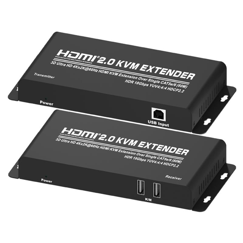 HDMI 2.0 KVM Extender 60m πάνω από ενιαίο καλώδιο CAT5e \/ 6 Ultra HD 4Kx2K @ 60Hz HDCP2.2