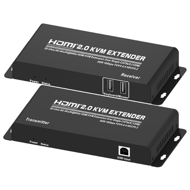 HDMI 2.0 KVM Extender 120m πάνω από ενιαία υποστήριξη CAT5e \/ 6 Ultra HD 4Kx2K @ 60Hz HDCP2.2