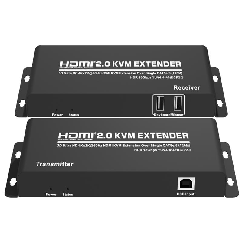 HDMI 2.0 KVM Extender 120m πάνω από ενιαία υποστήριξη CAT5e \/ 6 Ultra HD 4Kx2K @ 60Hz HDCP2.2