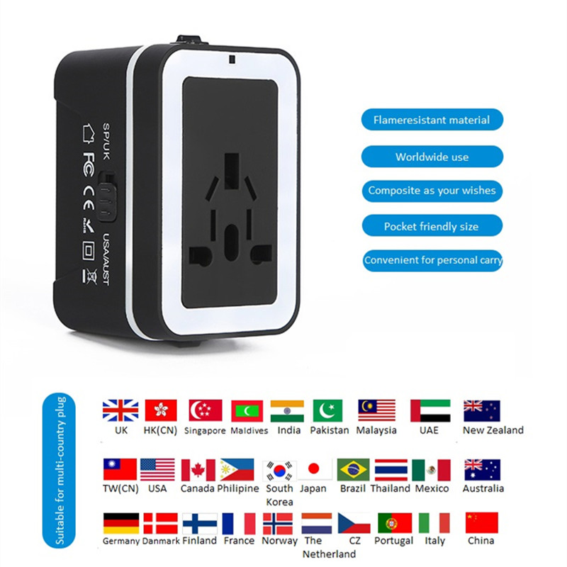 Προσαρμογέας ταξιδίου RRTRAVEL, Universal Universal Power Adapter με 2 θύρες USB και Ευρωπαϊκό προσαρμογέα Plug, Καλό για φορητό υπολογιστή κινητού τηλεφώνου σε περισσότερες από 150 χώρες