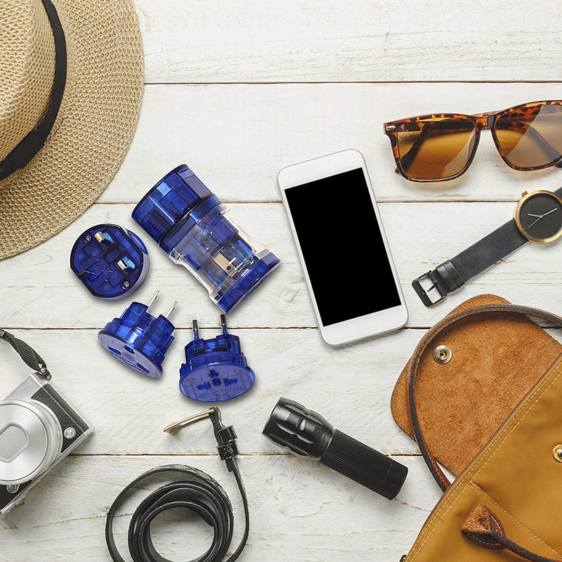 RRTRAVEL 301 Προσαρμογέας ταξιδίου Premium με θύρα usb, προσαρμογέα Universal Plug, διεθνές σετ 6 τεμαχίων για το Διεθνές Plug [US UK AU