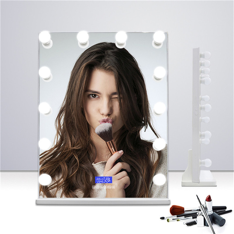 Γυαλιστερός καθρέφτης, καθρέφτης, καθρέφτης ρολογιού, με φως και ράφι.