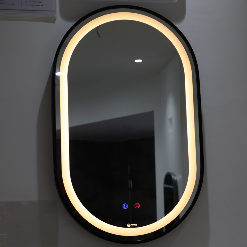 Factory New Style Led Lighted Black Wall Moved Led Bathroom Mirror