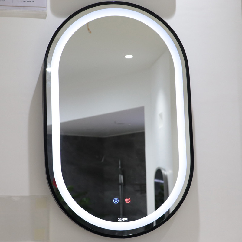 Factory New Style Led Lighted Black Wall Moved Led Bathroom Mirror