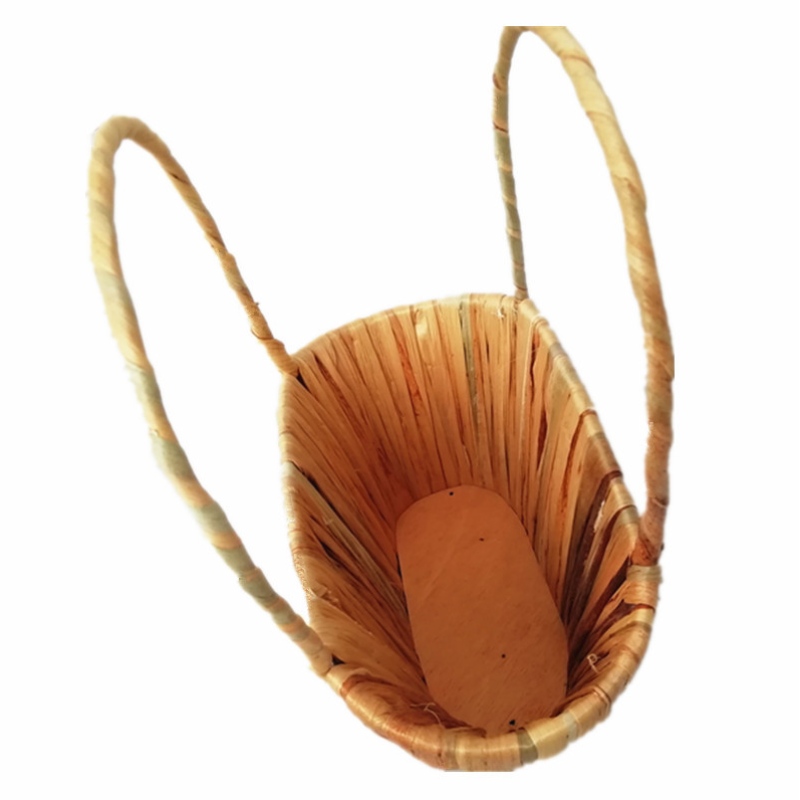 Straw Floral Basket με λαβή