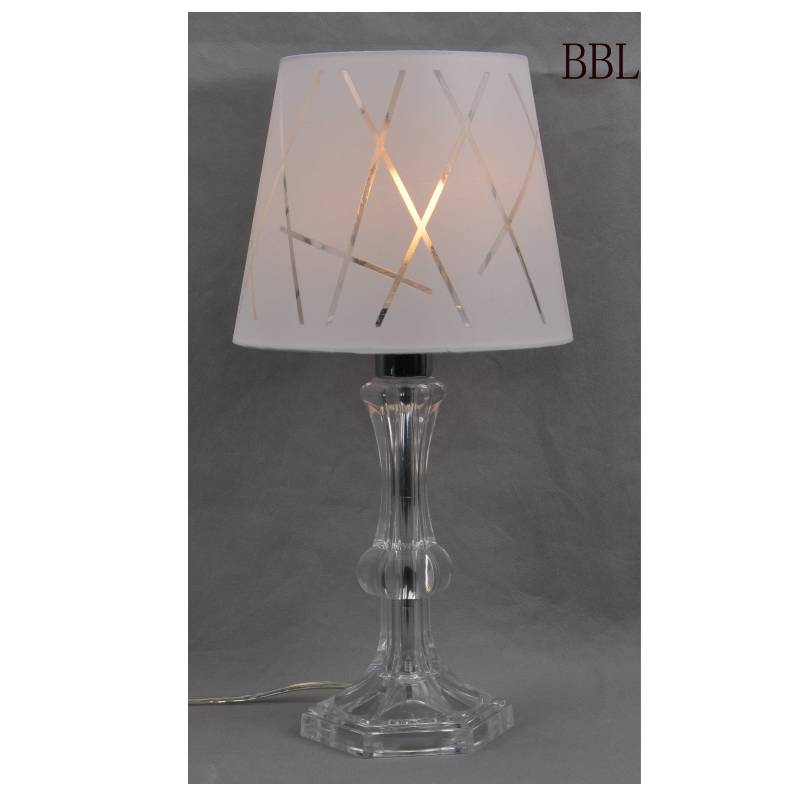 Επιτραπέζιος λαμπτήρας με απόχρωση υφασμάτων και διαφανή αμάξωμα ακρυλικού λαμπτήρα