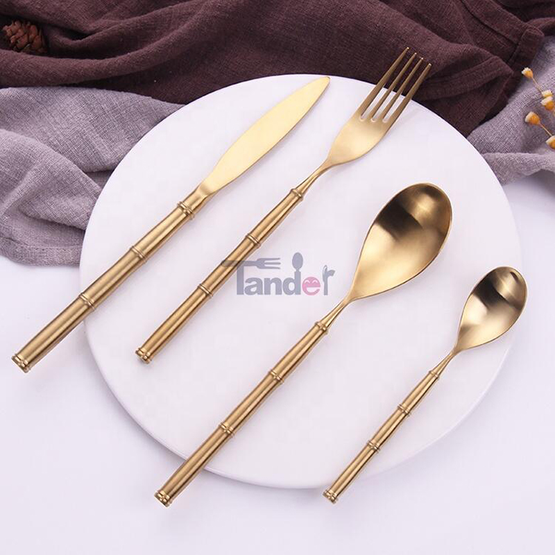 Είδη από μπαμπού, ματ χρυσά, ανοξείδωτο χάλυβα 18/10