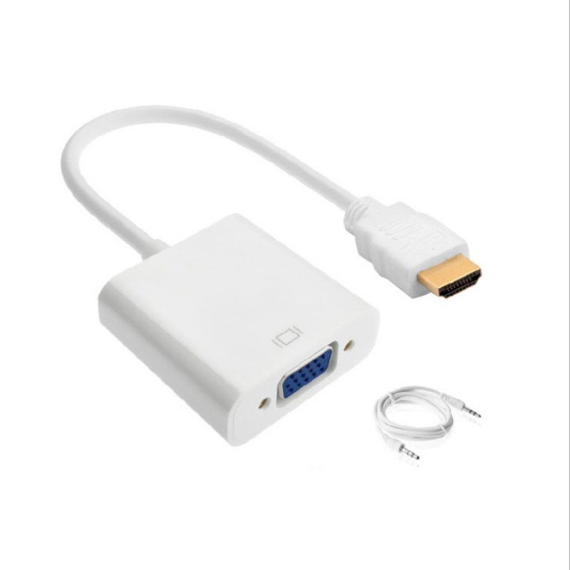 1080P HDMI προς VGA 15cm Cable με 3.5mm ήχο λευκό/μαύρο χρώμα