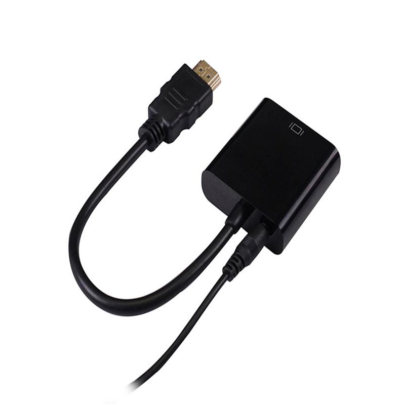 1080P HDMI προς VGA 15cm Cable με 3.5mm ήχο λευκό/μαύρο χρώμα