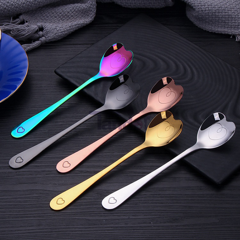 μίνι μεταλλικό γλυκό γιαούρτι καφέ κουτάλι καφέ σε σχήμα καρδιάς,ανοξείδωτο ατσάλινο κουτάλι τσαγιού σε σχήμα καρδιάς