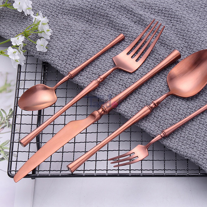 ευρωπαϊκή besteck pvd επίστρωση από ανοξείδωτο χάλυβα επιτραπέζια σκουλαρίκια μέταλλο ροζ χρυσό μαχαιροπίρουνα