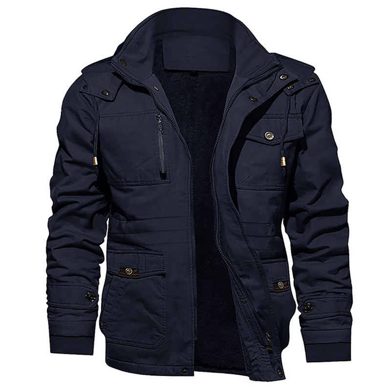 Ουίντερ προσαρμοσμένο δέρας Lined Jacket Windbreaker Jacket Jacket with Fur Collar for Mens Clothing Traduzing Hat