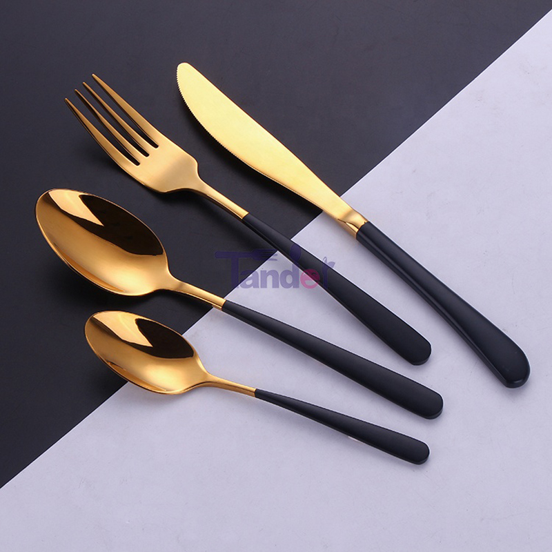 επίχρυσο βερνίκι μαύρης χειρολαβής ζωγραφικής ποιοτικό δώρο ινοx χρυσό και λευκά μαχαιροπήρουνα