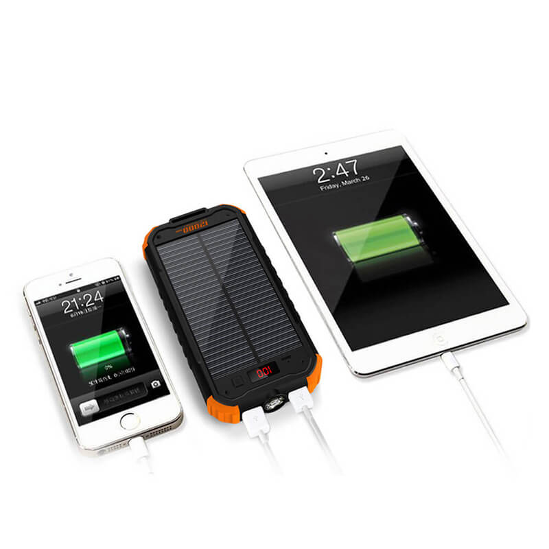 12000mAh Led Flashlight Solar Power Bank with LCD Digital Display