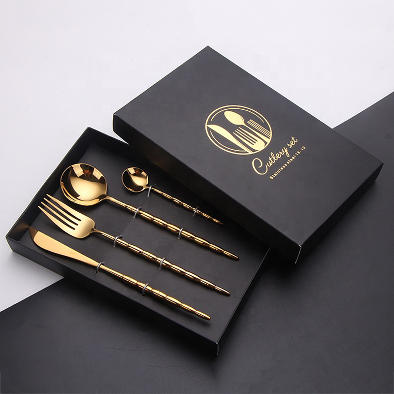 υψηλό επίπεδο 18\/8 καθρέφτη Πολωνικά δώρο κουτί από ανοξείδωτο χάλυβα επιτραπέζια σκεύη χρυσό pvd επίστρωση επίστρωση βασιλικό χρυ...