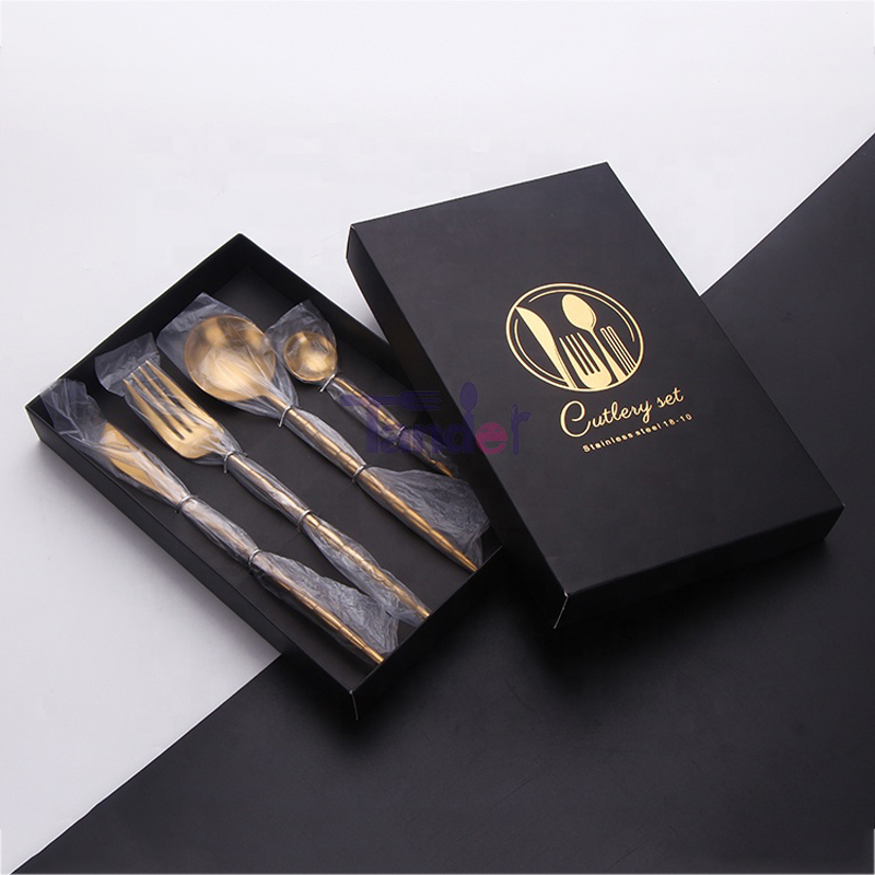 υψηλό επίπεδο 18\/8 καθρέφτη Πολωνικά δώρο κουτί από ανοξείδωτο χάλυβα επιτραπέζια σκεύη χρυσό pvd επίστρωση επίστρωση βασιλικό χρυ...