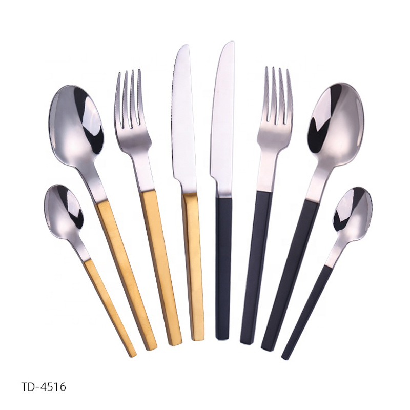 ματ χρυσό \/ μαύρο λαβή μεταλλικά μαχαιροπήρουνα μαχαιροπίρουνα