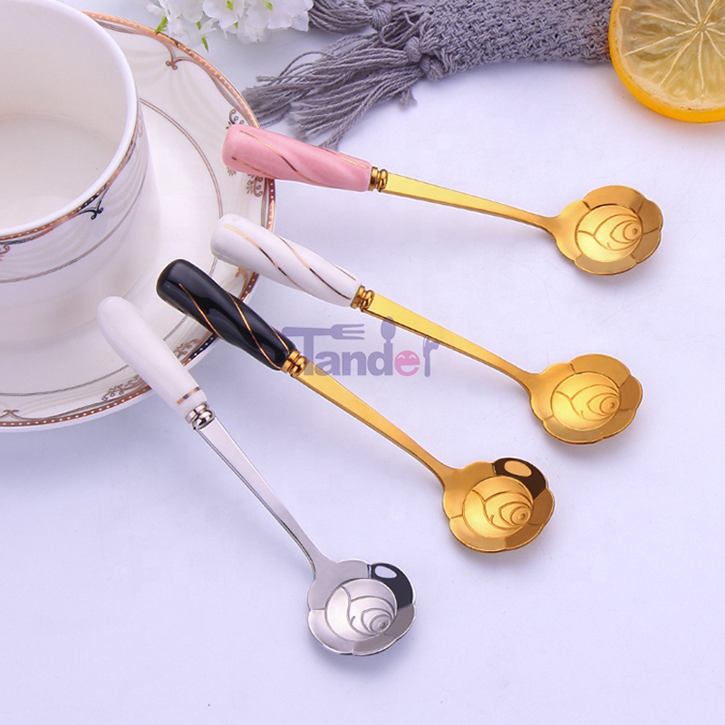 δημιουργικά μαχαιροπήρουνα με σχήμα χρυσού λουλουδιού καφέ κουτάλι από ανοξείδωτο ατσάλι κουτάλι τσαγιού