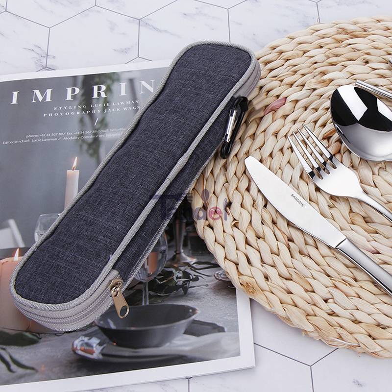 Φορητή Ανοξείδωτη Κάμπινγκ Ταξιδιού Σετ Μαχαιροπήρουνα με τσάντα