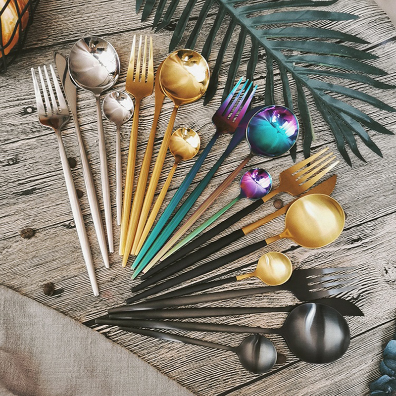 4Pcs από ανοξείδωτο χάλυβα Σερβίτσιο Σετ χρυσό μαχαιροπήρουνα μαχαιροπήρουνα μαχαίρι μαχαιροπήρουνα μαχαιροπήρουνα μαχαιροπήρο...