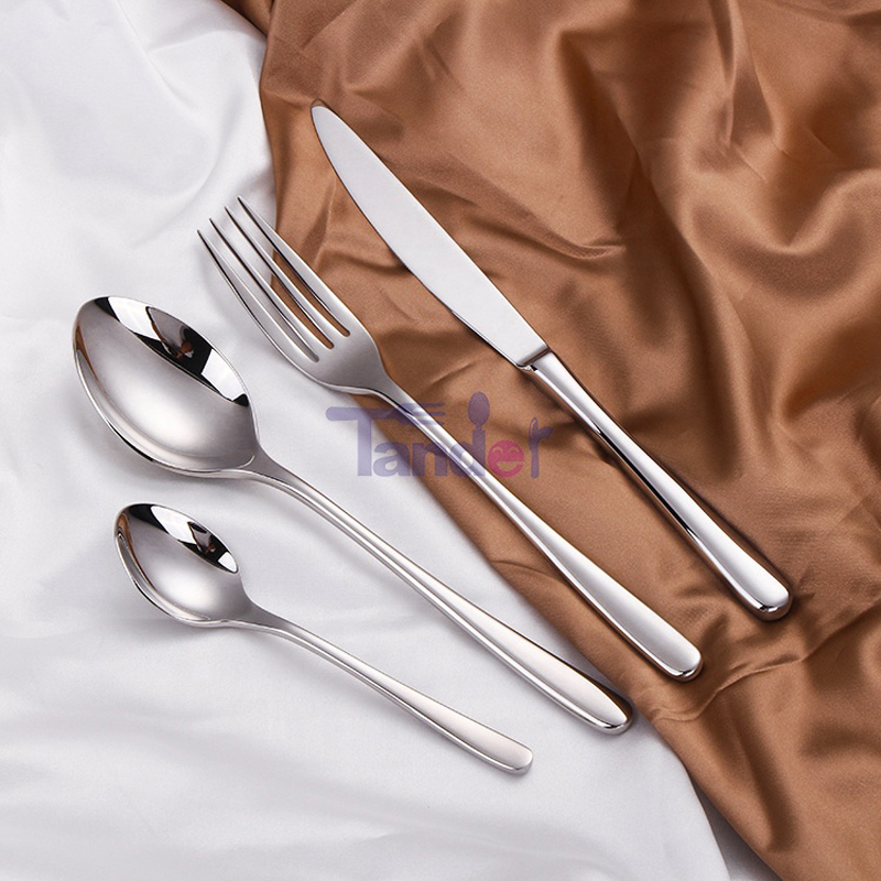 Σύγχρονο Silver Stainless Steel High Quality Silverware Reusable Cutlery Wedding Flatware Set