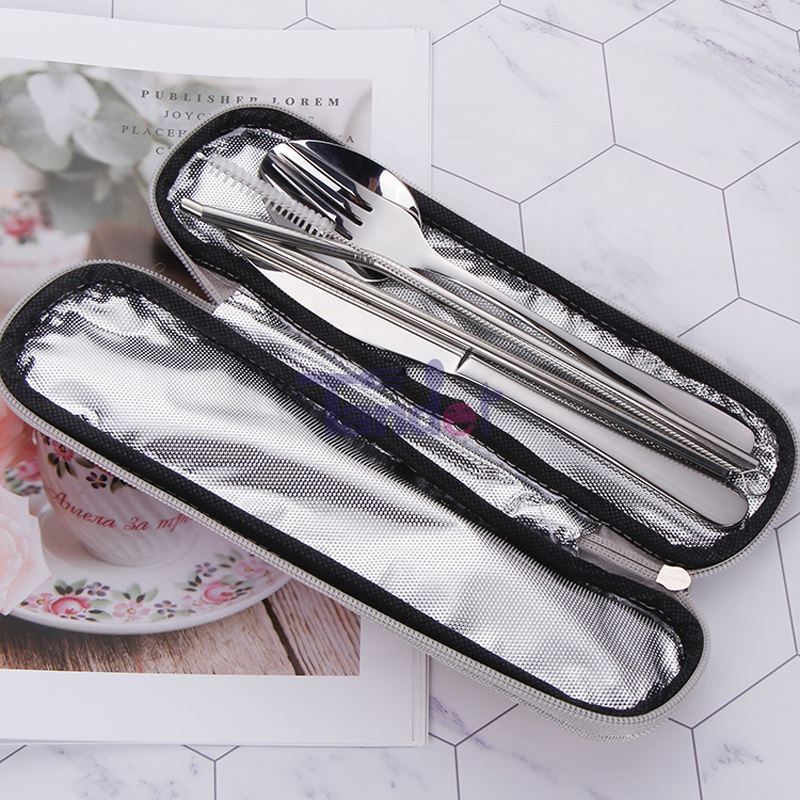 επαναχρησιμοποιήσιμα μεταλλικά ταξιδιωτικά φορητά μαχαιροπίρουνα με άχυρο