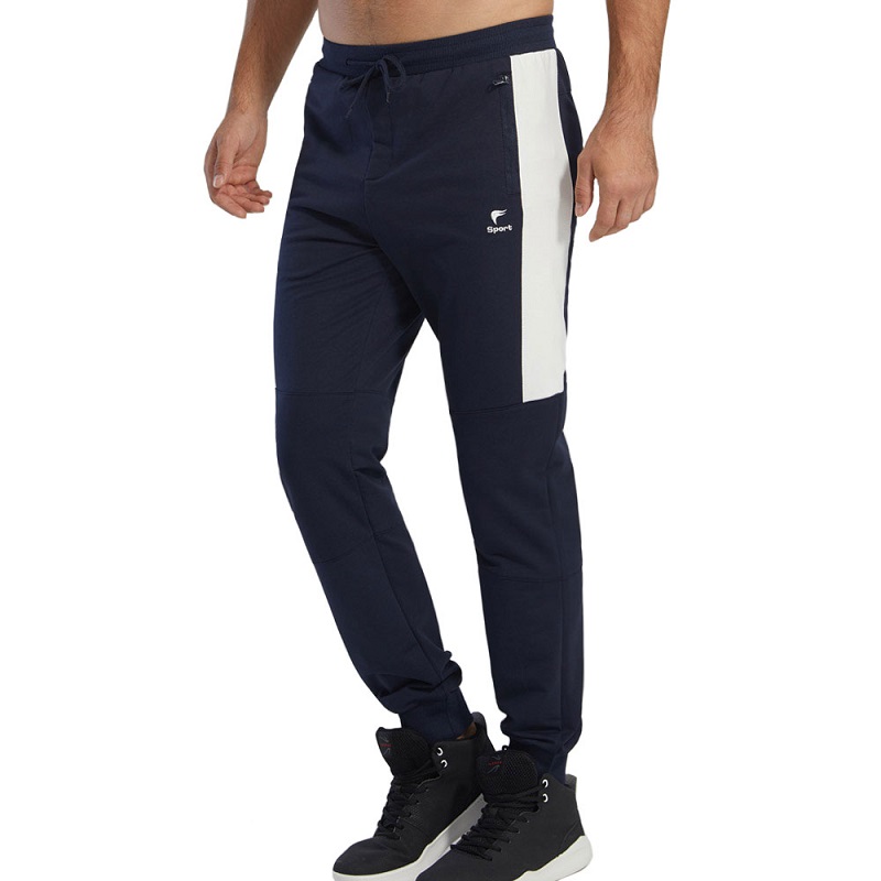 Mans Joggers Gym Elastic Close Bottom Working Athletic Pants with Zipper Pockets