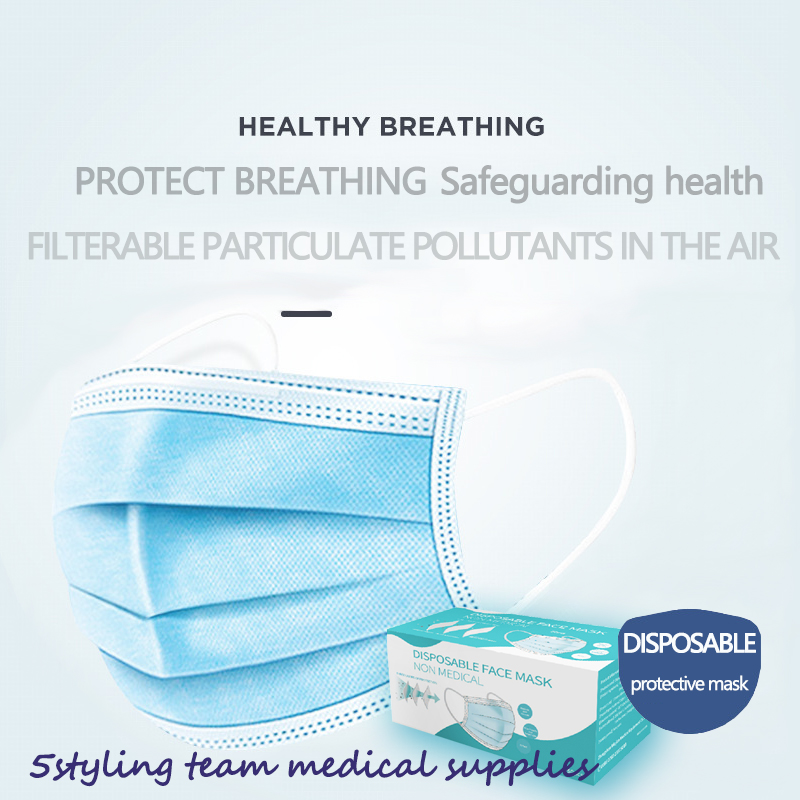 Πολιτική μάσκα κατασκευαστή μάσκα πλακιδίων τριών επιπέδων μη υφασμένα λιωμένα υφάσματα με προστατευτική σκόνη μίας χρήσης