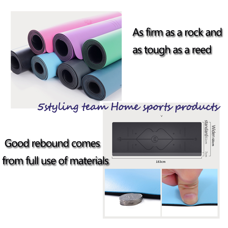 Pu Natural Rubber Yoga Mat, γραμμή θέσης, απορρόφηση ιδρώτα και αντιολισθητικό, γήινο πολυτελές χαλί, γυμναστήριο για άνδρες και γυναίκες