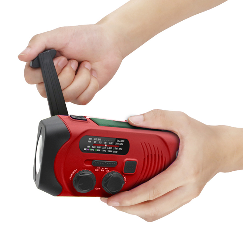 Έκτακτης ανάγκης ηλιακό ραδιόφωνο μετεωρολογικό ραδιόφωνο AM \/ FM \/ WB NOAA χειροκίνητο ραδιόφωνο με φακό LED, φορητό φορτιστή κινητού ...