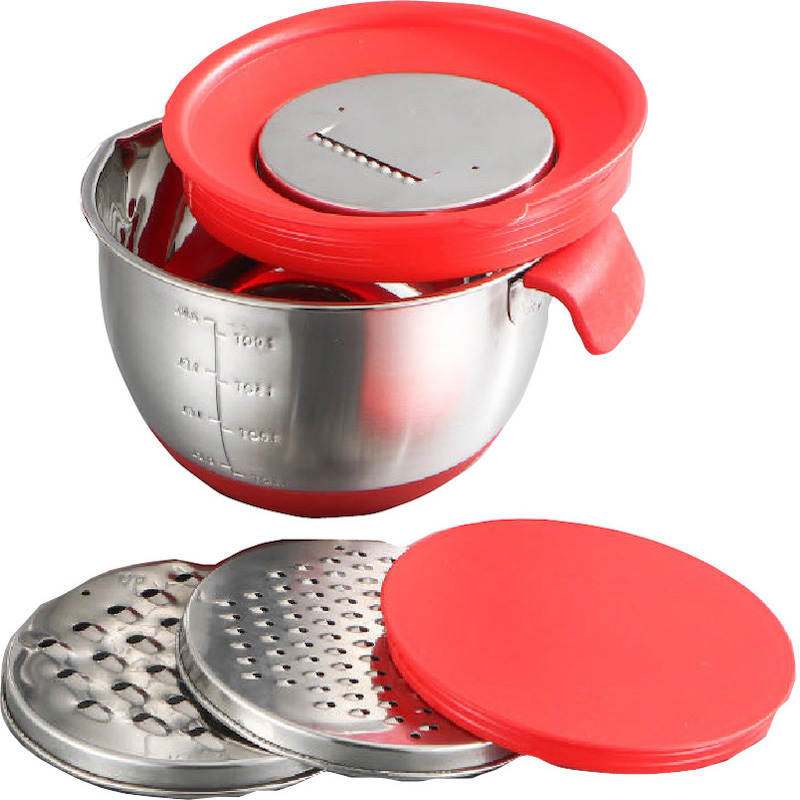 ανοξείδωτο μπολ σαλάτας με βάση πυριτίου και λαβή