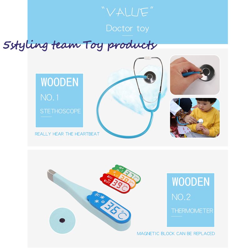 Φορητή τσάντα προσομοίωσης φορητή γιατρός νοσοκόμα παιδί προσομοίωση ρόλων παίζουν το παιχνίδι ενός σπιτιού ξύλινο παιχνίδι εμ...