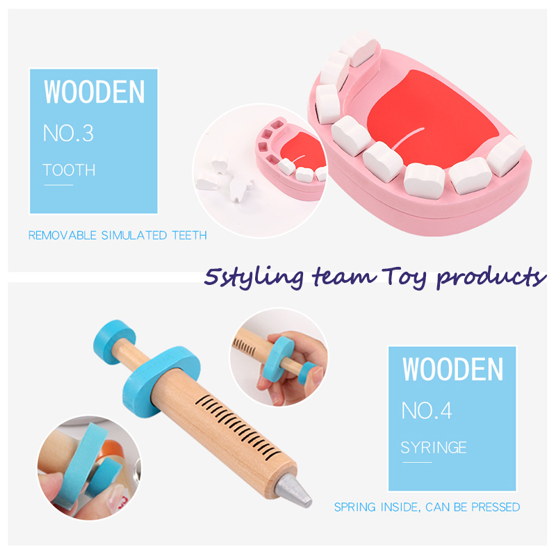 Φορητή τσάντα προσομοίωσης φορητή γιατρός νοσοκόμα παιδί προσομοίωση ρόλων παίζουν το παιχνίδι ενός σπιτιού ξύλινο παιχνίδι εμ...