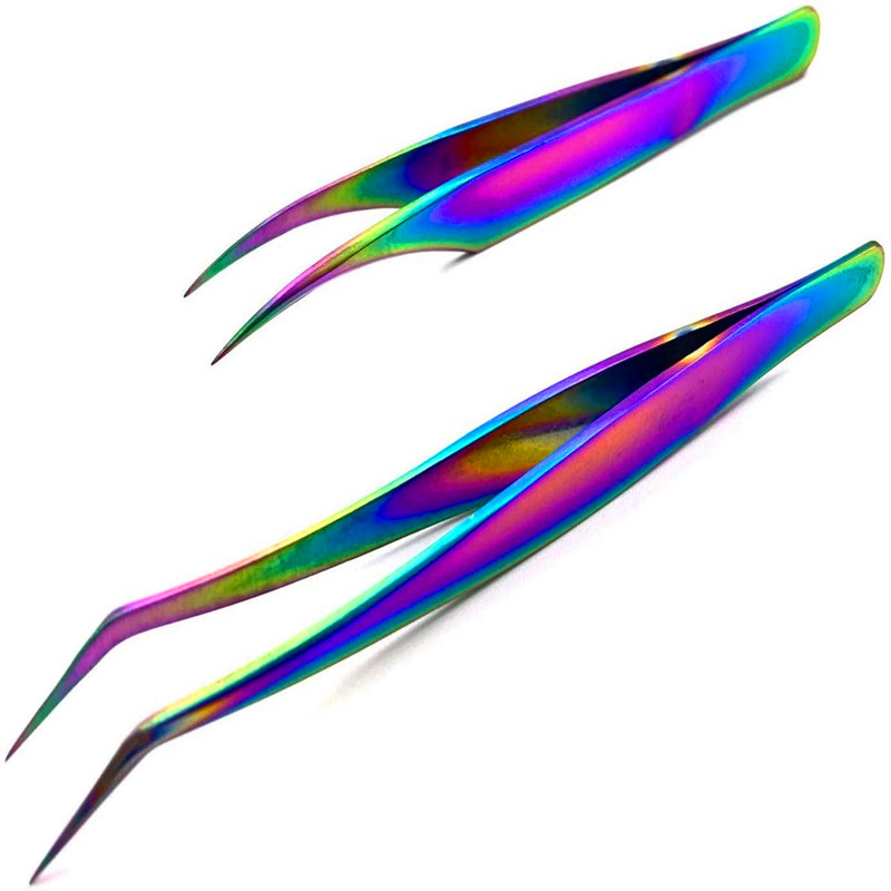 2τμχ κιτ επέκτασης βλεφαρίδας, ανοξείδωτο ατσάλι ουράνιο τόξο πολύχρωμη επιφάνεια 3D 4D 5D 6D επαγγελματικές επεκτάσεις βλεφαρίδων Ό...