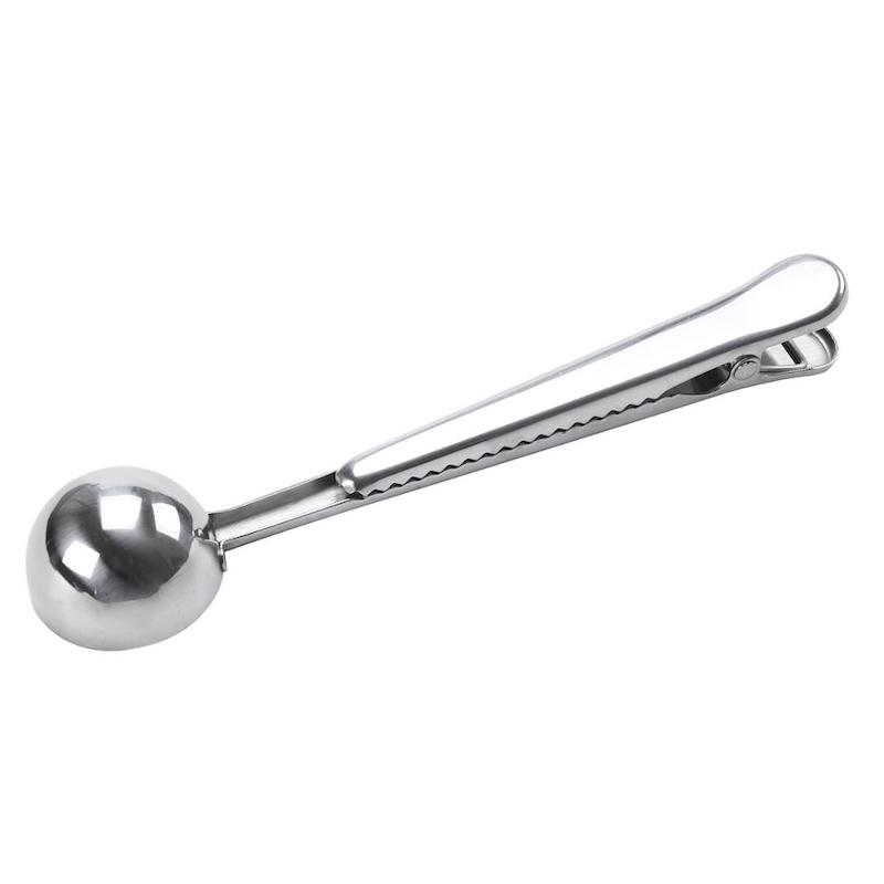 Κουτάλι καφέ ζεστής πώλησης Amazon με κλιπ τσάντα καφέ κλιπ κουτάλι από ανοξείδωτο ατσάλι