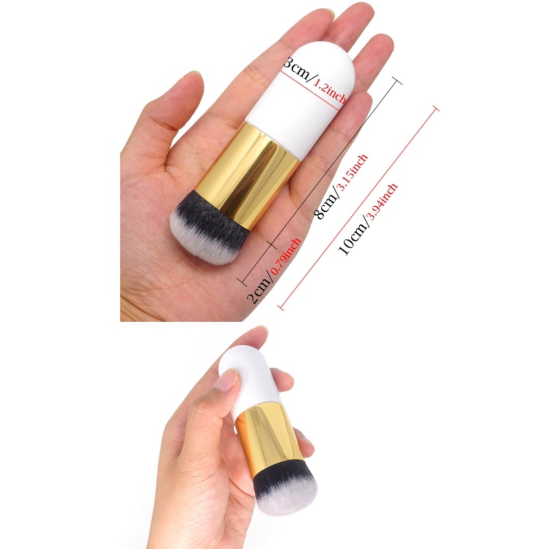 BEALUXUR 2PCS Φορητό Big Round Head Makeup Beasty Cosmetic Brush Foundation Brush Blush Brush Face Powder Brush BB Cream for Daily Use or Travel
