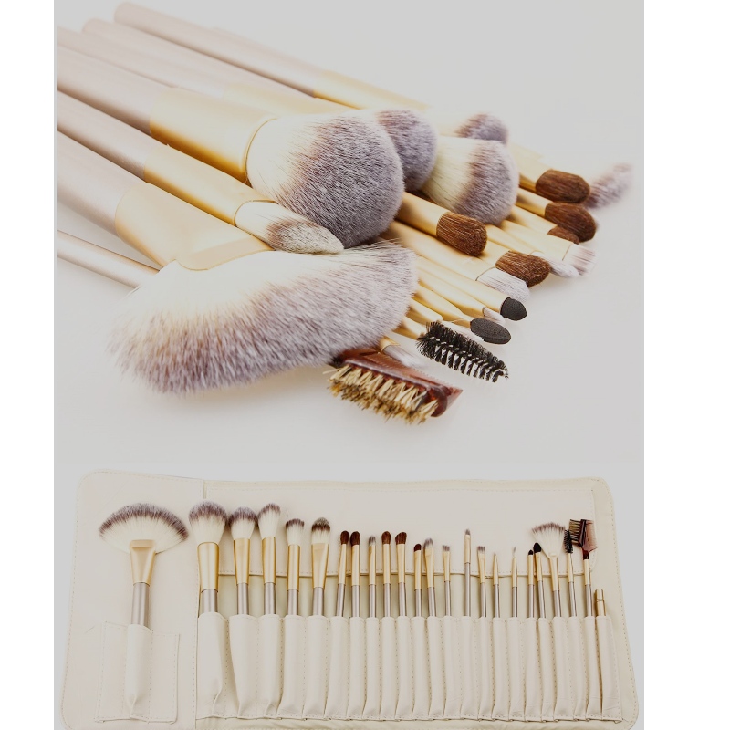 BEALUXUR 24 Pcs Champagne Professional Makeup Brush Set για επαγγελματική και οικιακή χρήση ή κιτ δώρου- Λευκό