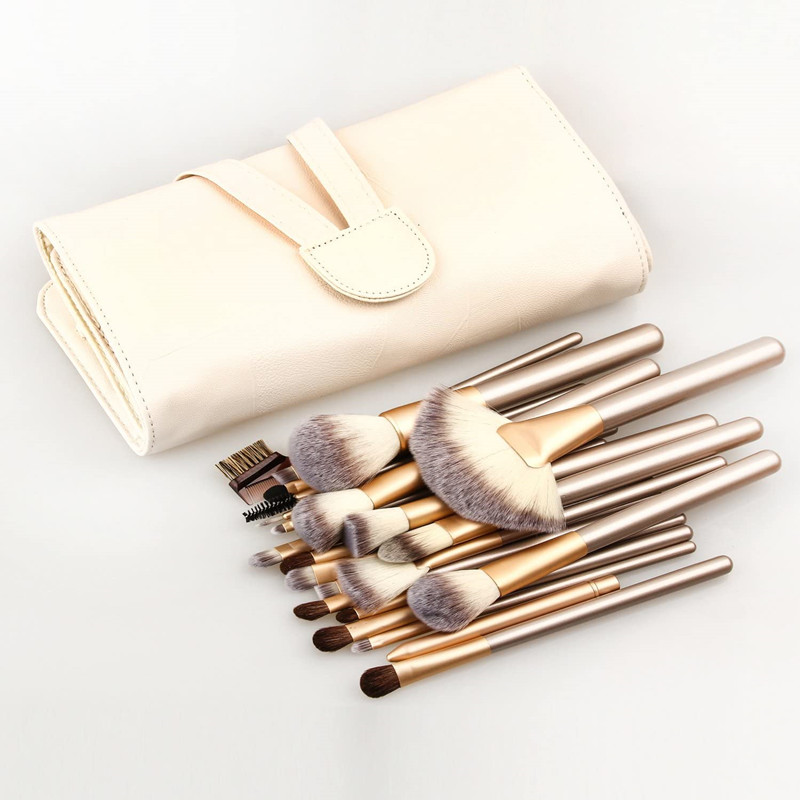 BEALUXUR 24 Pcs Champagne Professional Makeup Brush Set για επαγγελματική και οικιακή χρήση ή κιτ δώρου- Λευκό