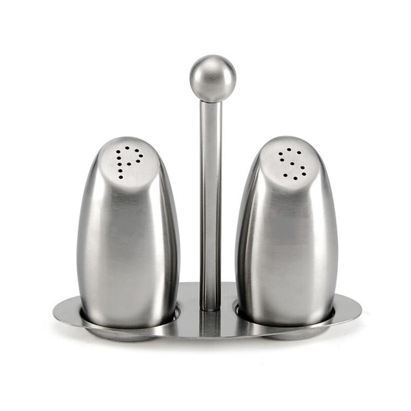 κάτοχος 3 τεμάχια από ανοξείδωτο χάλυβα σε σκόνη διανομέα σετ μπουκάλι αλάτι και πιπέρι αναδευτήρα