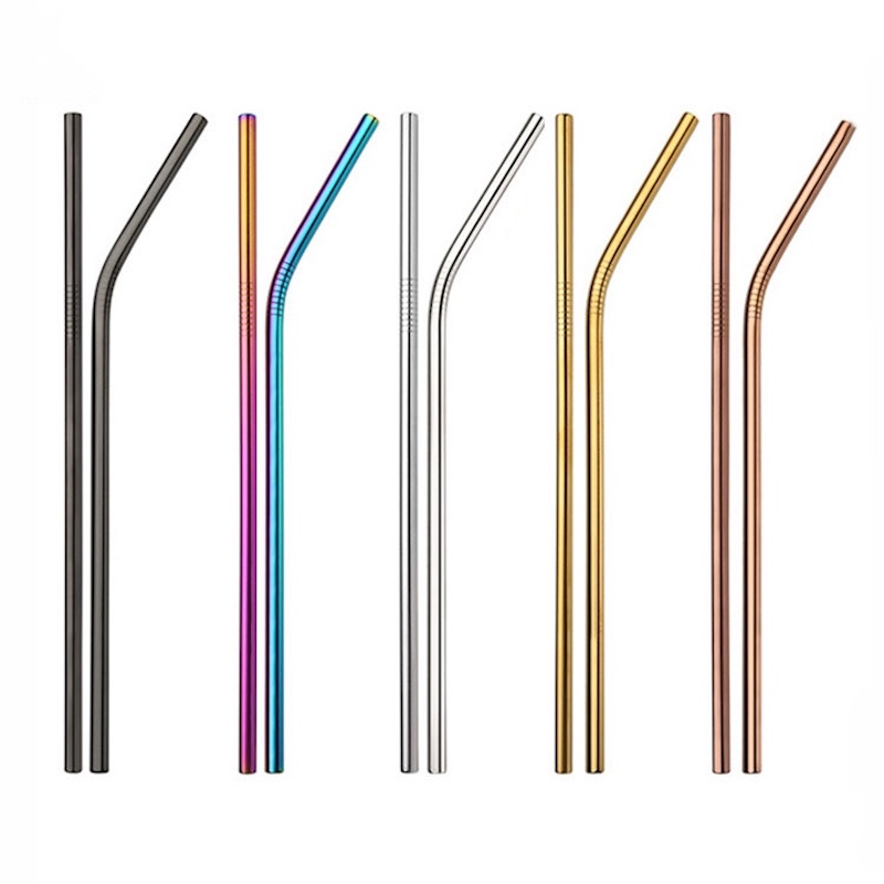 Με πινέλο καθαρισμού 304 τέλειο επαναχρησιμοποιήσιμο μεταλλικό άχυρο κατανάλωσης 4 Συσκευασίες καλαμάκια από ανοξείδωτο χάλυβα 12 cm