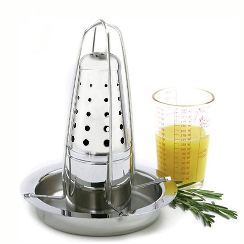 Για φούρνο ή μπάρμπεκιου με Drip Pan Αποσπώμενη μπύρα Can Chicken Roaster Rack από ανοξείδωτο χάλυβα Κάθετη κοτοπουλιέρα