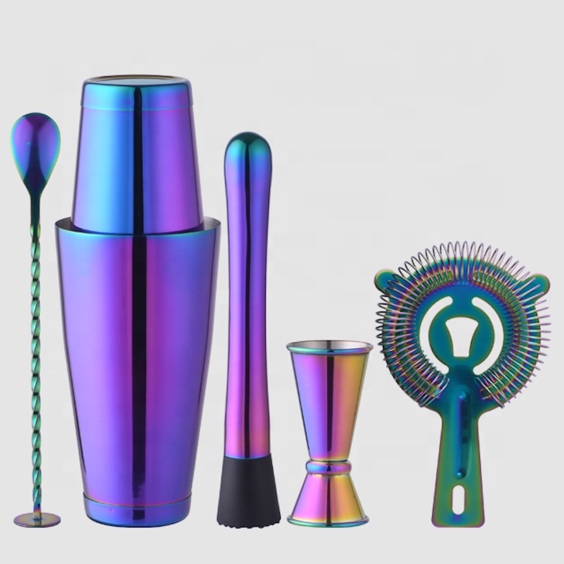 70ml Ράβδος από ανοξείδωτο χάλυβα, επαγγελματικό σετ σέικερ κοκτέιλ μπάρμαν, χρυσό ουράνιο τόξο