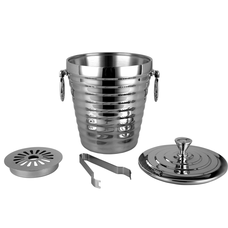 ανοξείδωτο χάλυβα λαβίδες πάγου μεγάλη σαμπάνια κρασί ψύκτη κουβά ανοξείδωτο χάλυβα μεγάλο πάγο κουβά με καπάκι και κλιπ